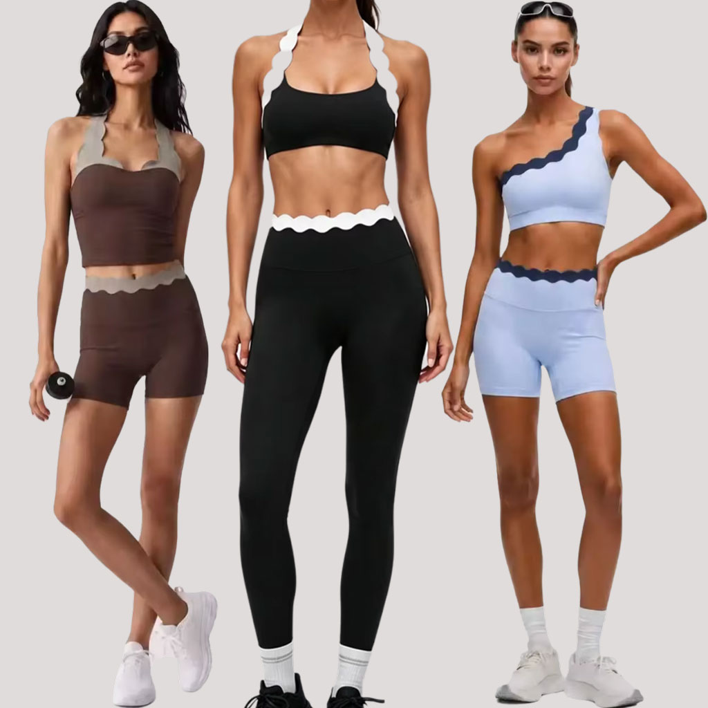 Lace Bralette Set - Dames 2-delig yoga-outfit, tweekleurige sportbeha met