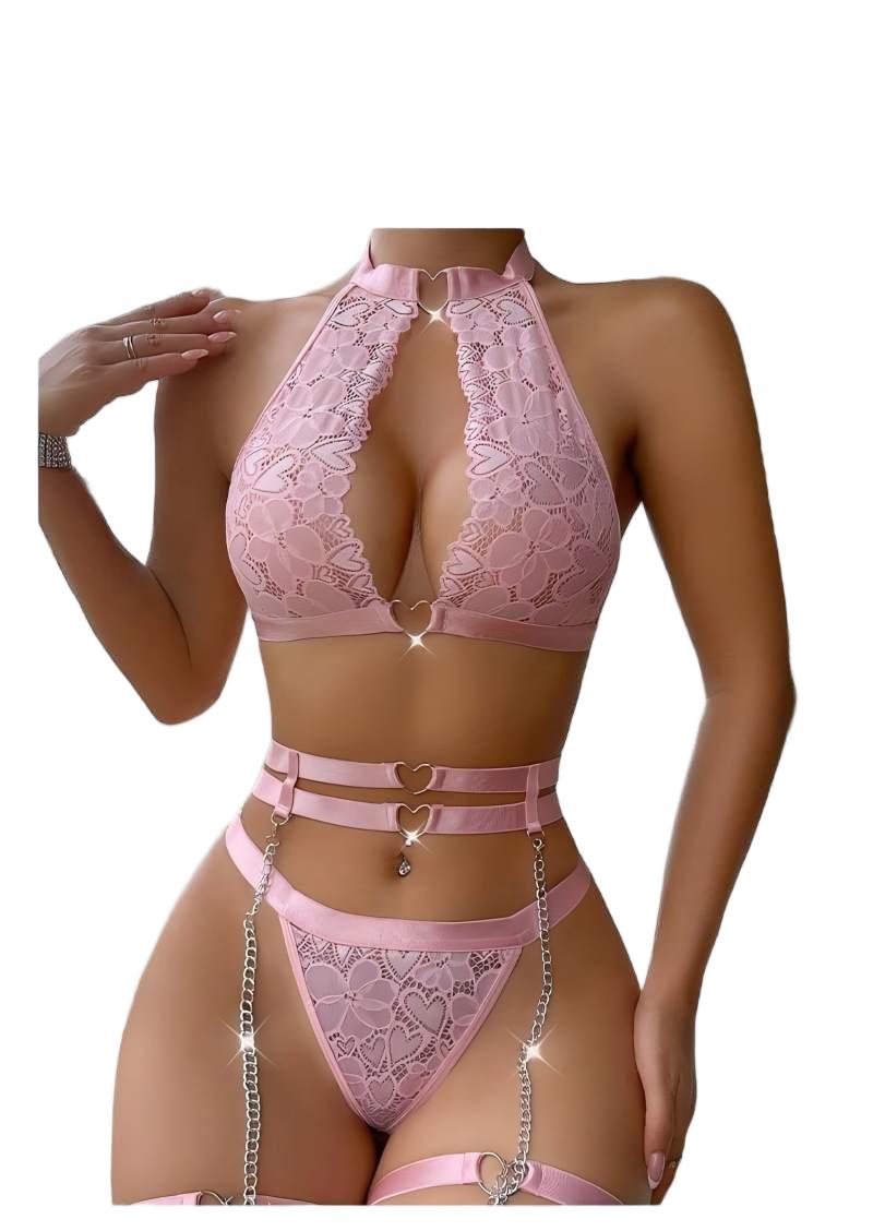 Lace Bralette Set - Sexy lingerie set push-up kanten kousenband